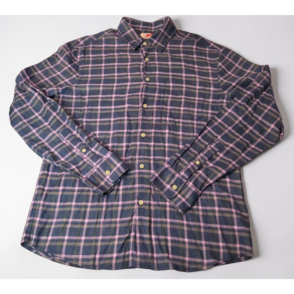 FAHERTY Hunting Island Shirt Mens Sz M Plaid Purple/ Blue Linen Long Sleeve NWOT